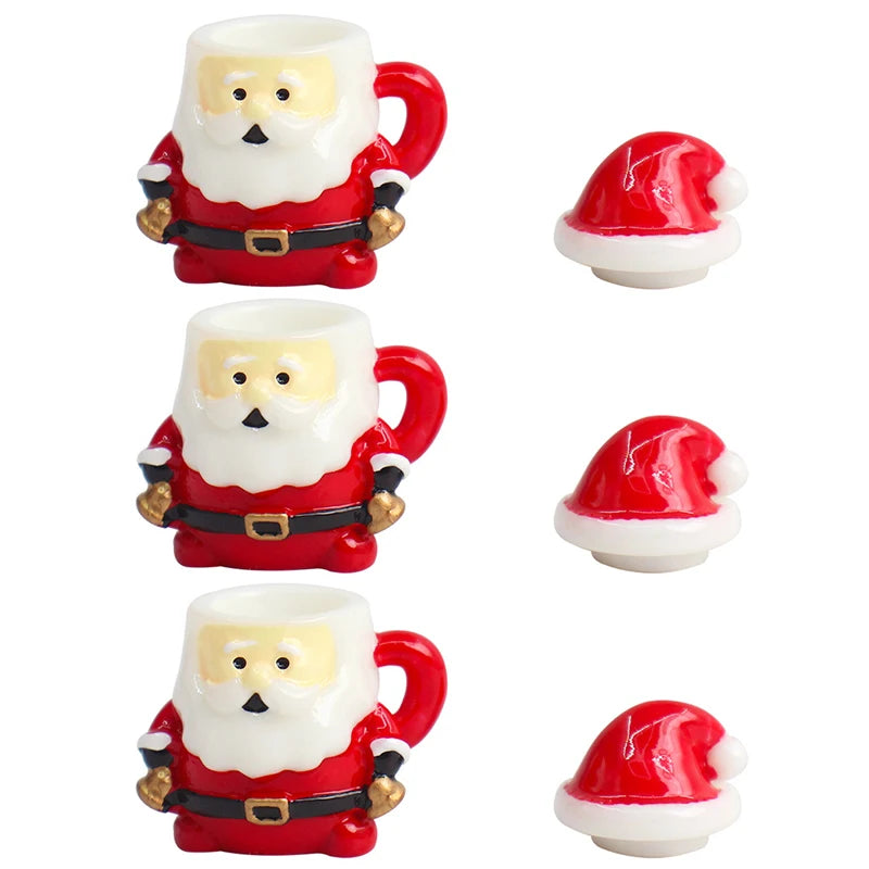 Mini Santa Claus Teacup Resin Christmas Miniature Decoration Christmas Miniature Figurine Nixie 3set