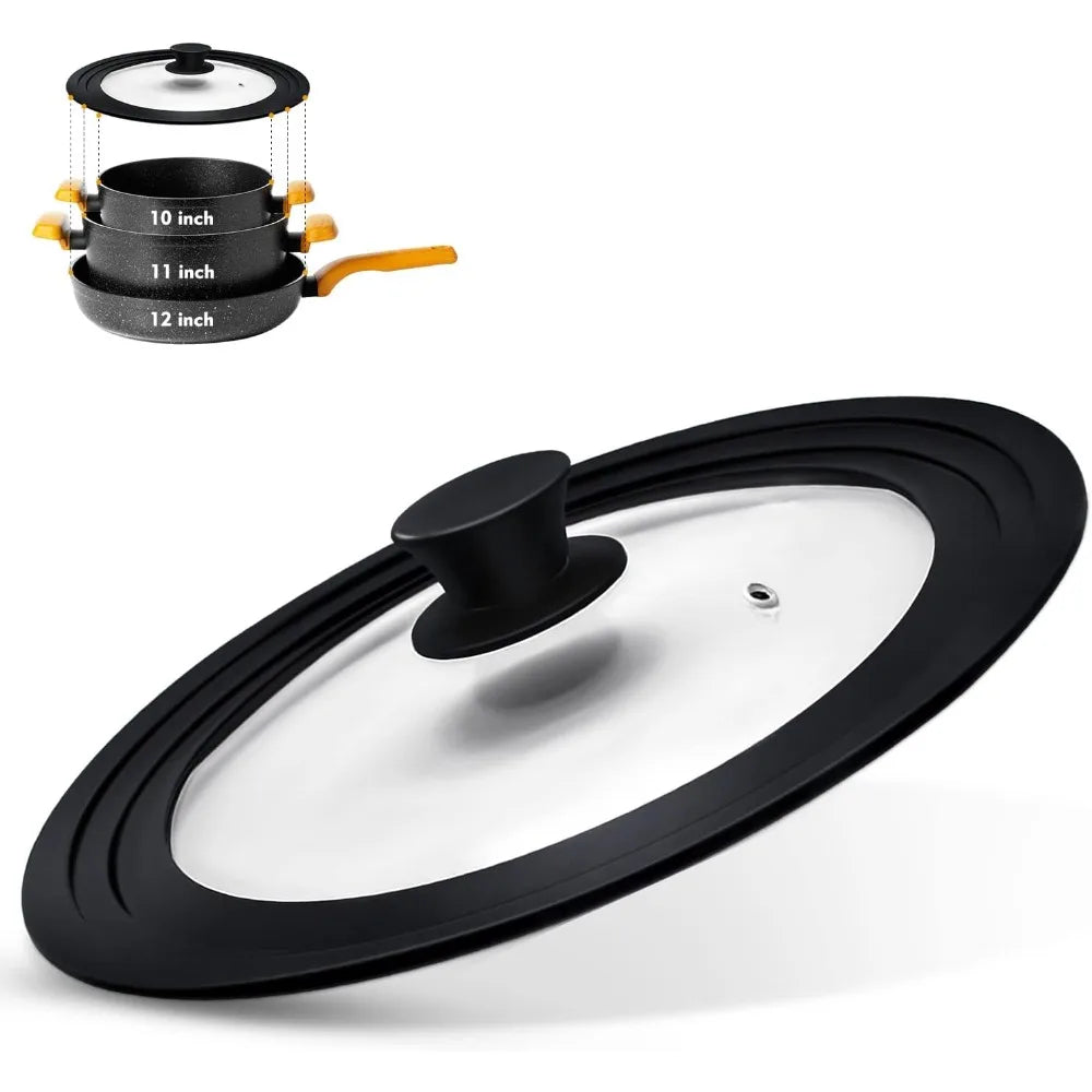 Universal Tempered Glass Pot Lid with Silicone Rim 16–32cm Cookware Lid Nixie