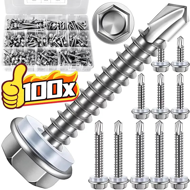 M4.2 Self-Tapping Sheet Metal Screws 410 Stainless Hex Head Sheet Metal Screws Nixie