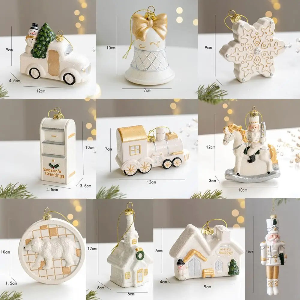 Snowman House Christmas Ceramic Pendant Ornament | Décor Christmas Ornament Nixie