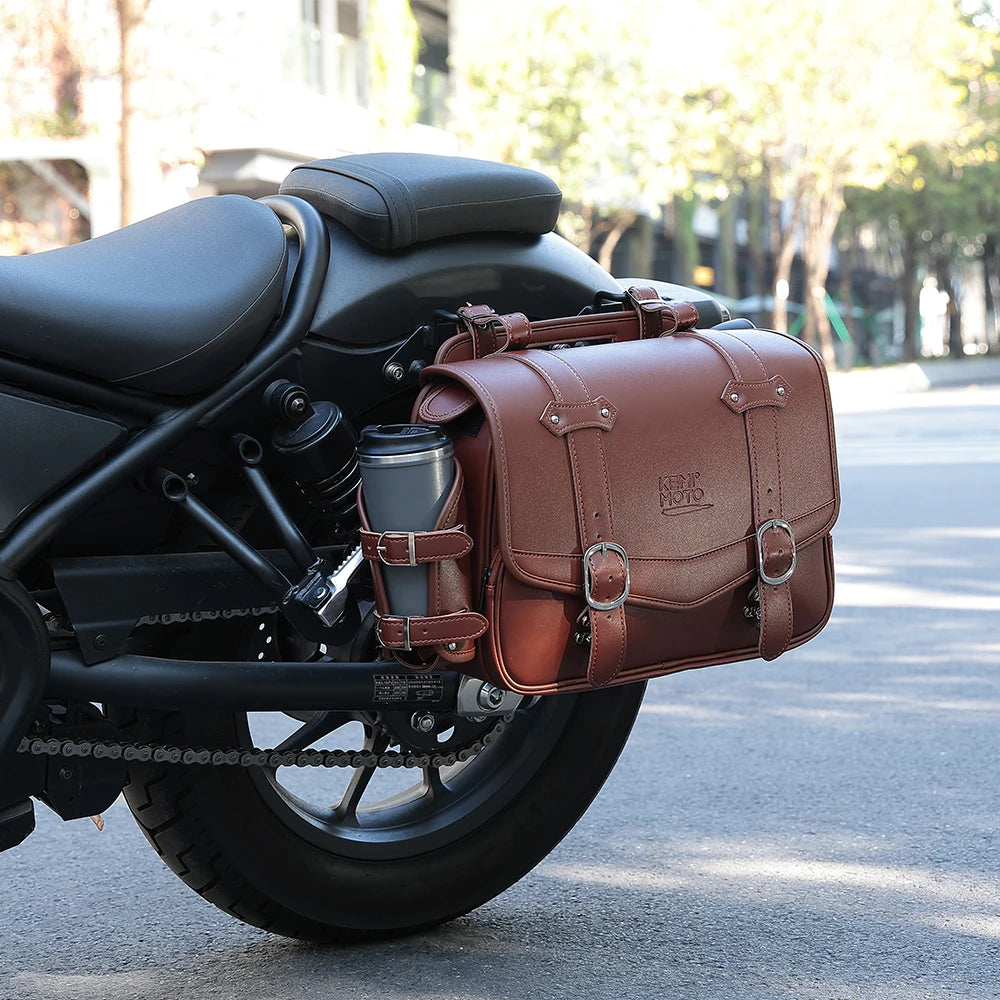 15L PU Leather Motorcycle Saddlebag | Universal Side Bag Motorcycle Saddlebag Nixie
