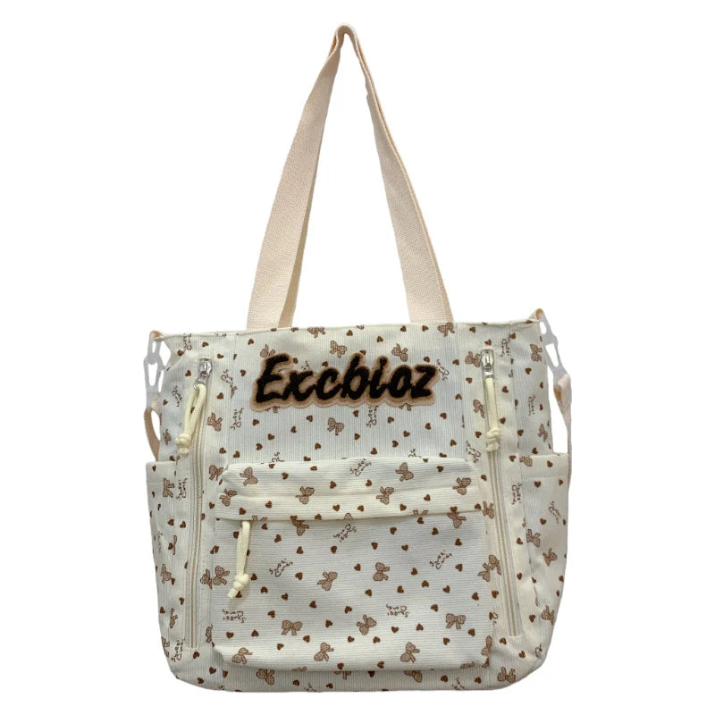 Nixie Corduroy Tote Bag – Large Capacity Women's Shoulder Bag Corduroy Tote Bag Nixie