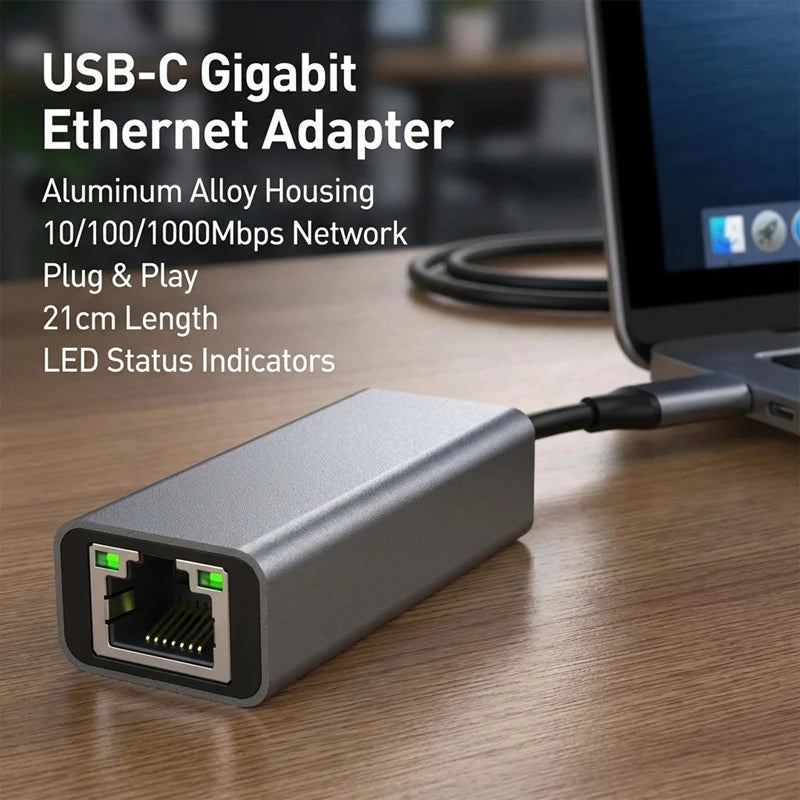 USB Type-C to RJ45 Gigabit Ethernet Adapter 10/100/1000Mbps