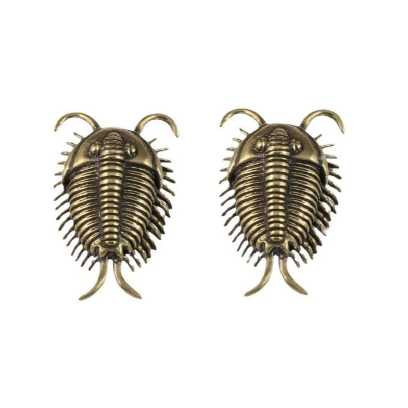 Brass Trilobite Figurine – Retro Desk Ornament & Tea Pet Decorative Figurine Nixie 2Pcs