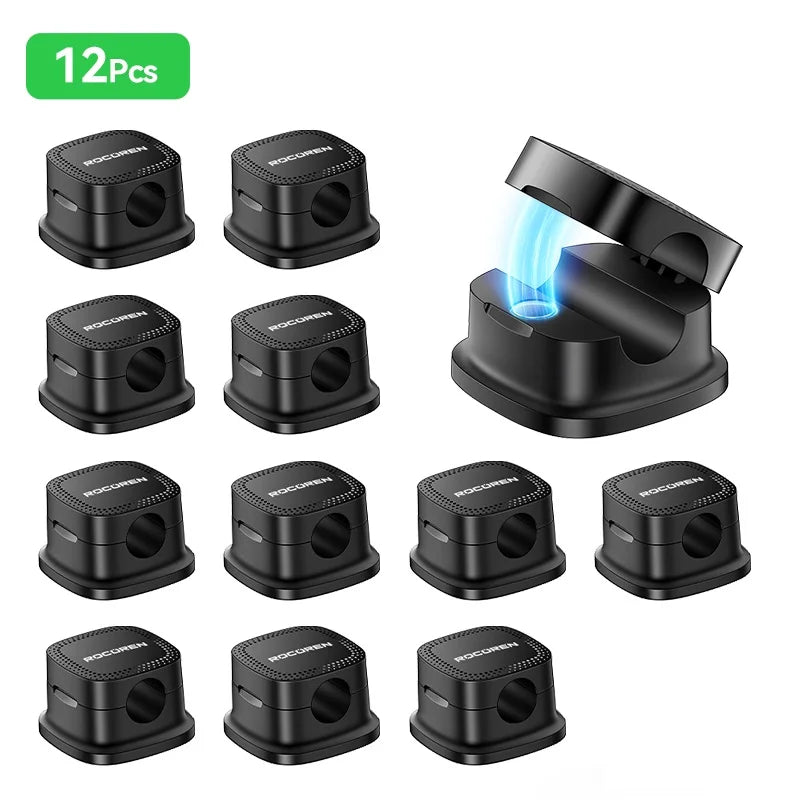 ROCOREN 30-Pack Magnetic Cable Organizer Clips for Desk