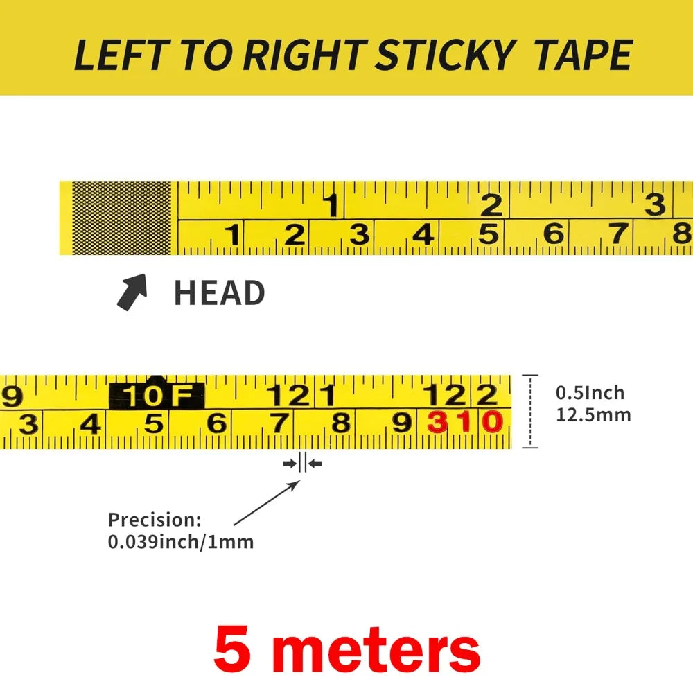 Self-Adhesive Steel Measuring Tape – Imperial & Metric, 1–5M