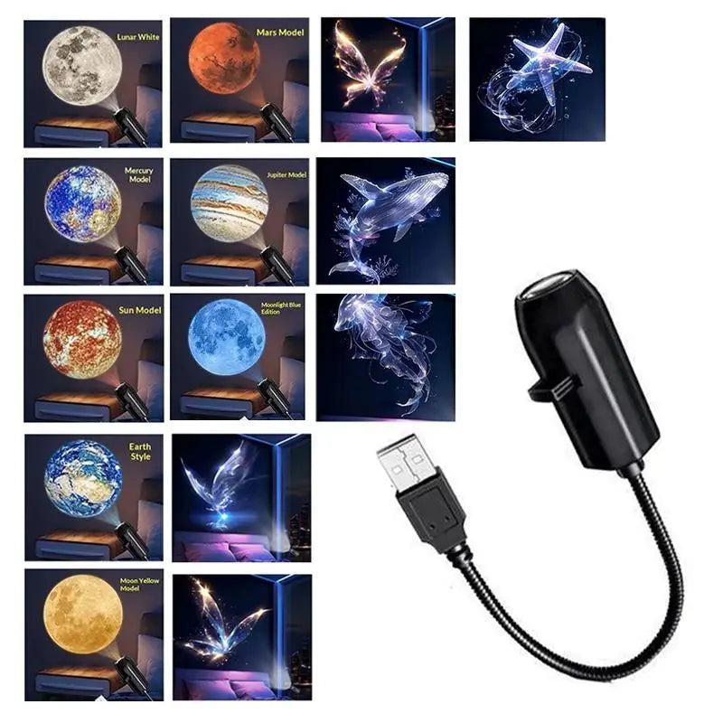 LED USB Projector Night Light – Changeable Planet & Butterfly Slides