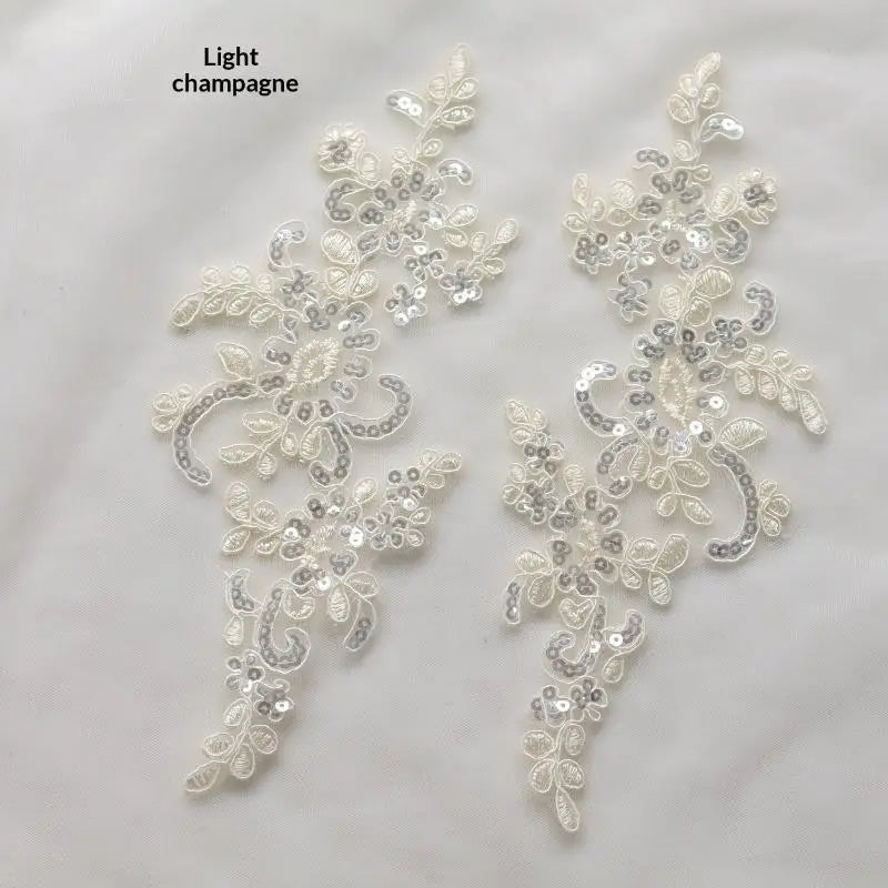 Embroidered Sequin Lace Appliqué Patches – 1 Pair Floral DIY