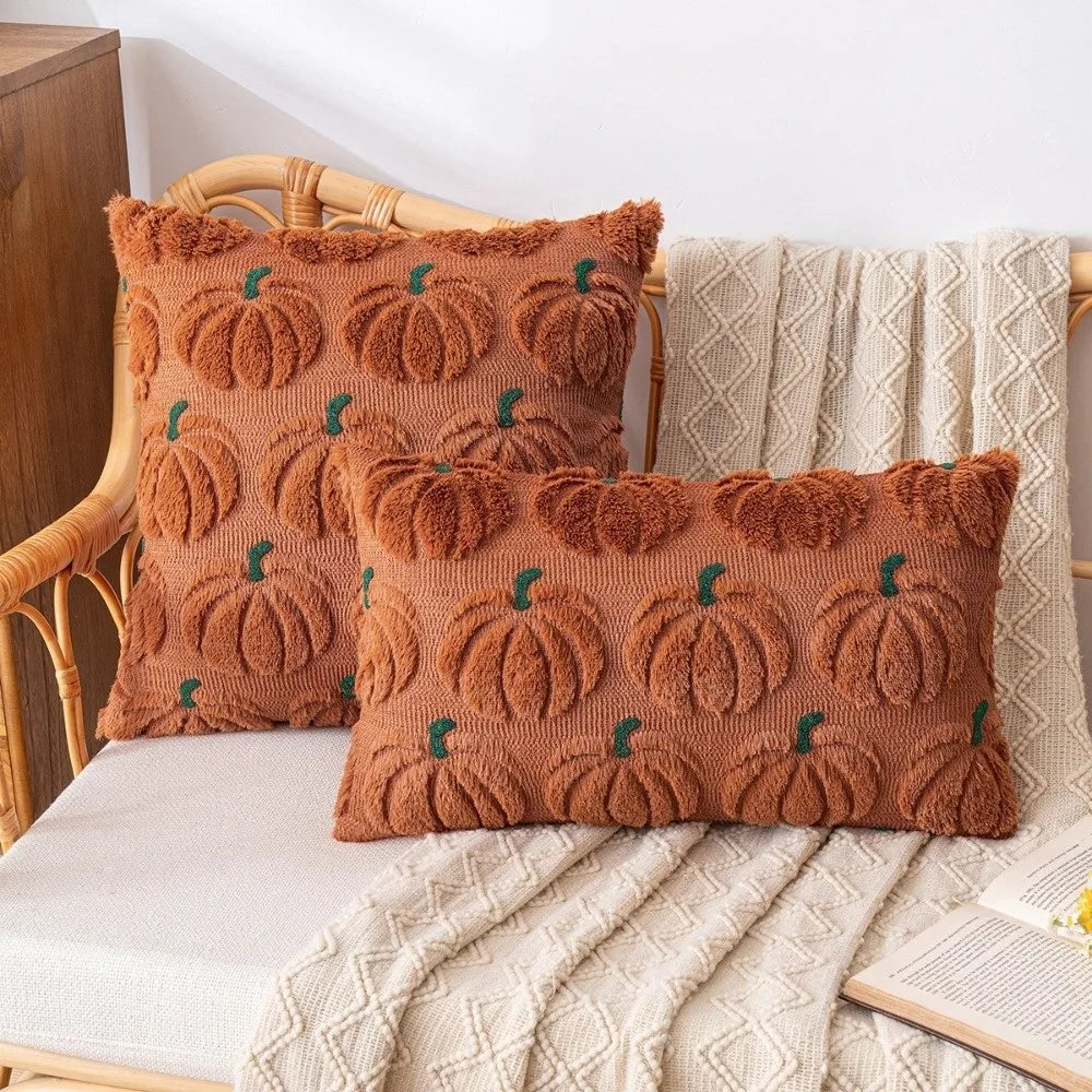 Halloween Pumpkin Tufted Throw Pillow Cover 45x45cm Fall Decor Cushion Cover Nixie