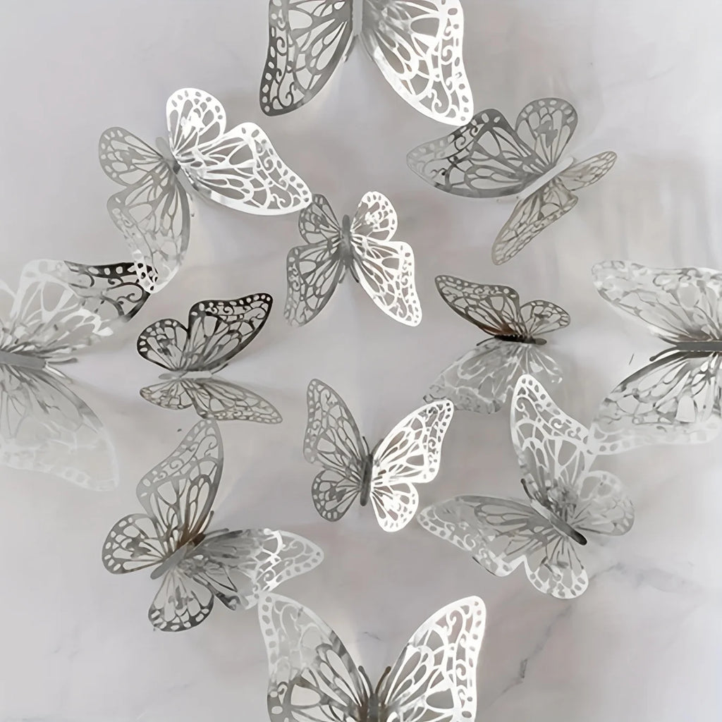 12pcs 3D Butterfly Wall Stickers – Home Décor Decorations Wall Stickers Nixie Silver