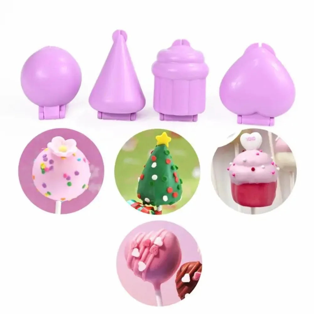 Lollipop & Cake Pop Molds – 4 Shapes: Round, Heart, Cone, Cupcake Baking Mold Set Nixie