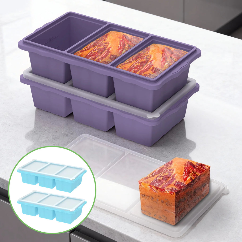 Silicone Freezer Tray with Lid – 3-Cup Soup & Meal Prep Mold Silicone Freezer Tray Nixie