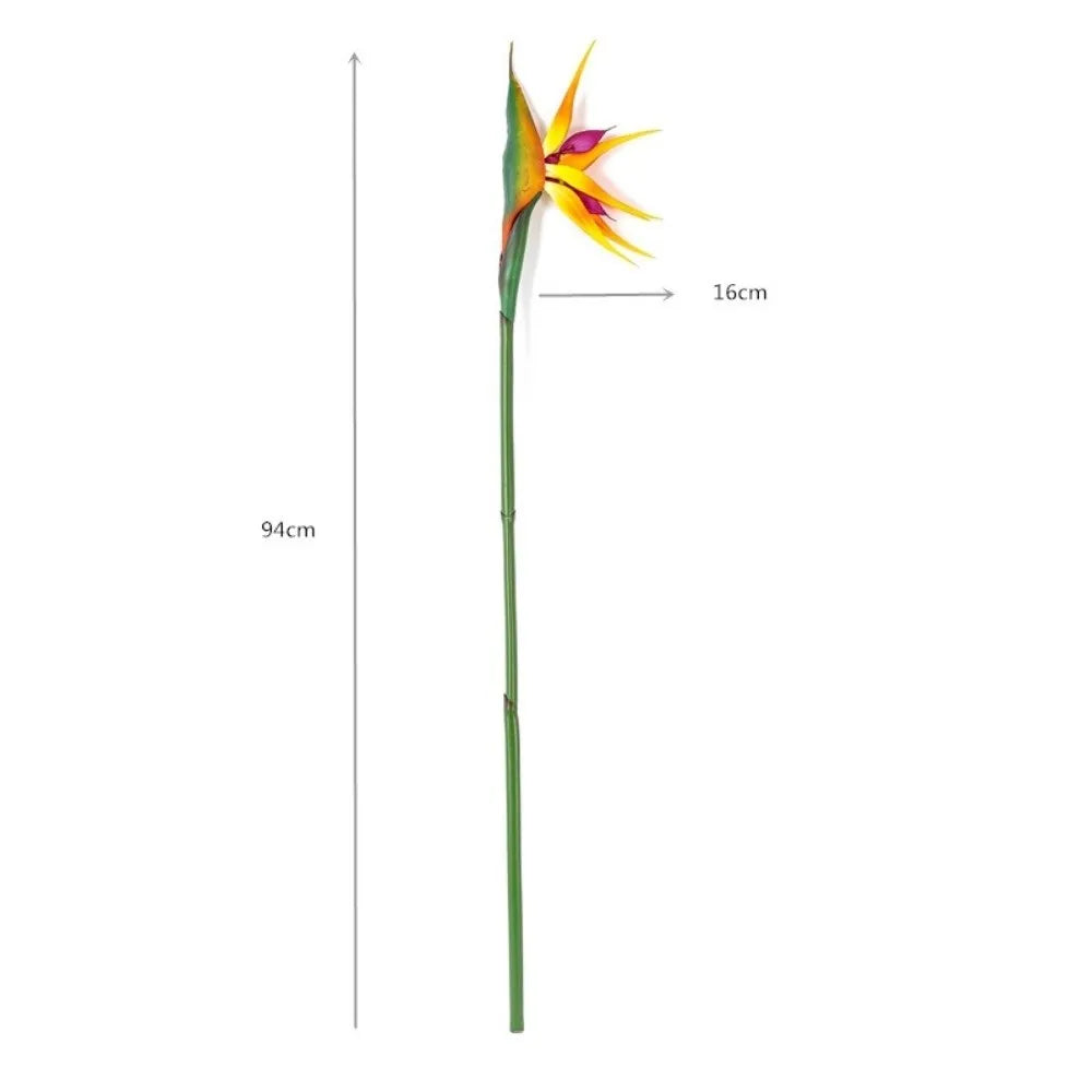 Long Stem Artificial Bird of Paradise Faux Strelitzia Flower Artificial Flower Stem Nixie L-Yellow