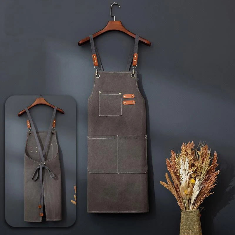 Canvas Apron with Tool Pockets – Oil-Proof Kitchen Apron Kitchen Canvas Apron Nixie