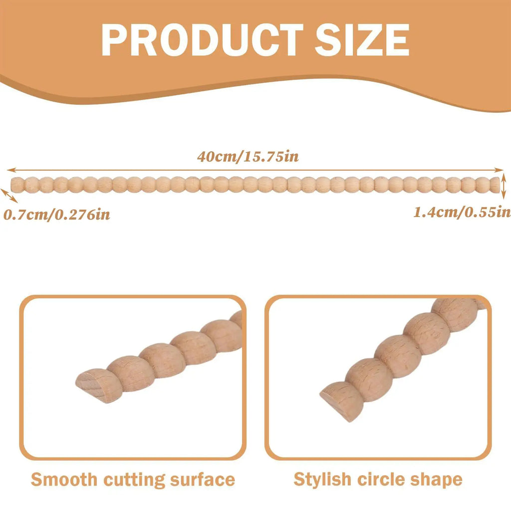 15.75" Decorative Wood Bobbin Trim 10PCS Beaded Moulding Wall Decor