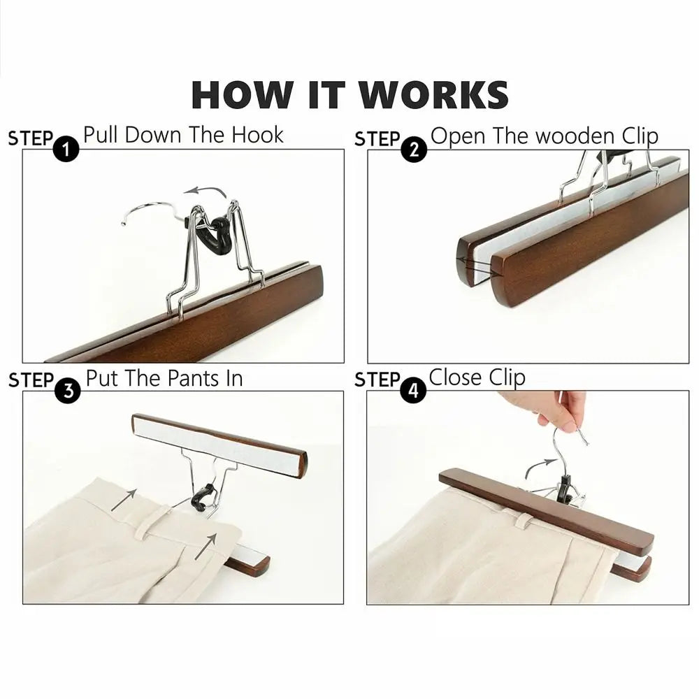 Wooden Horse-Face Skirt & Pants Hanger – Non-Slip Retro Rack Clothes Hanger Nixie
