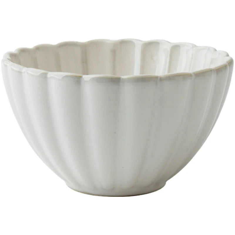 Lace Relief Ceramic Bowl 4.5" Retro Kiln Glaze Porridge Bowl Ceramic Dining Bowl Nixie