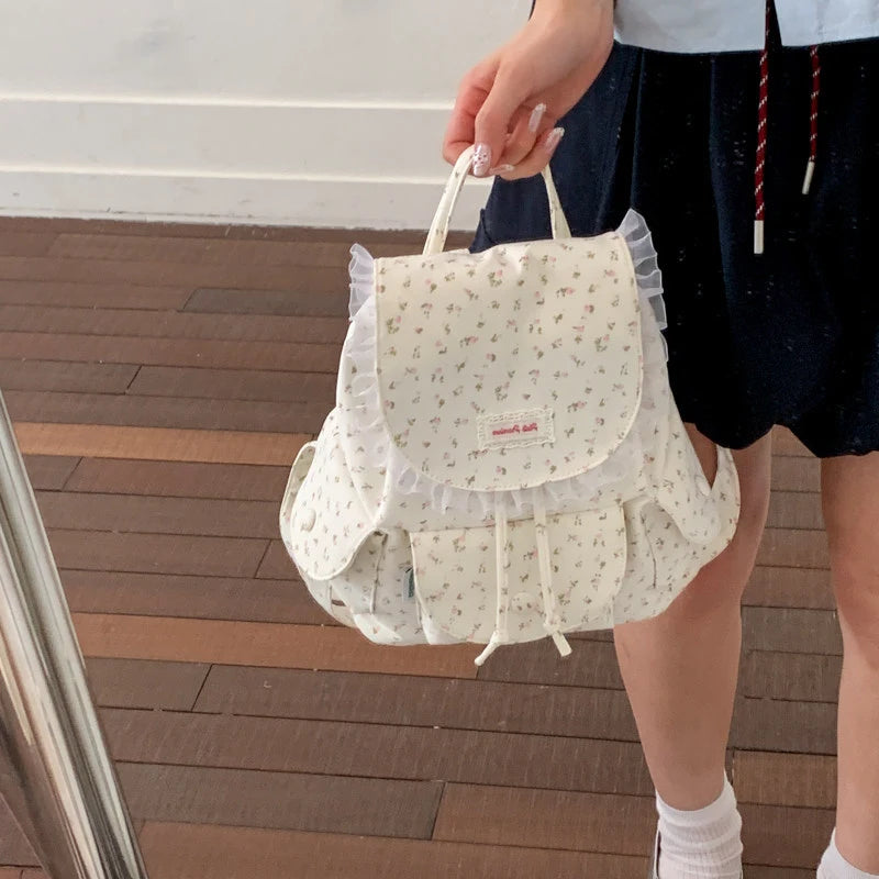 Korean Floral Canvas Backpack – Large Capacity Women's Bag Women's Canvas Backpack Nixie