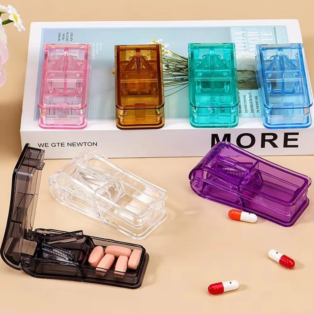 Portable 2-in-1 Pill Cutter & Medicine Storage Box Pill Cutter Organizer Nixie