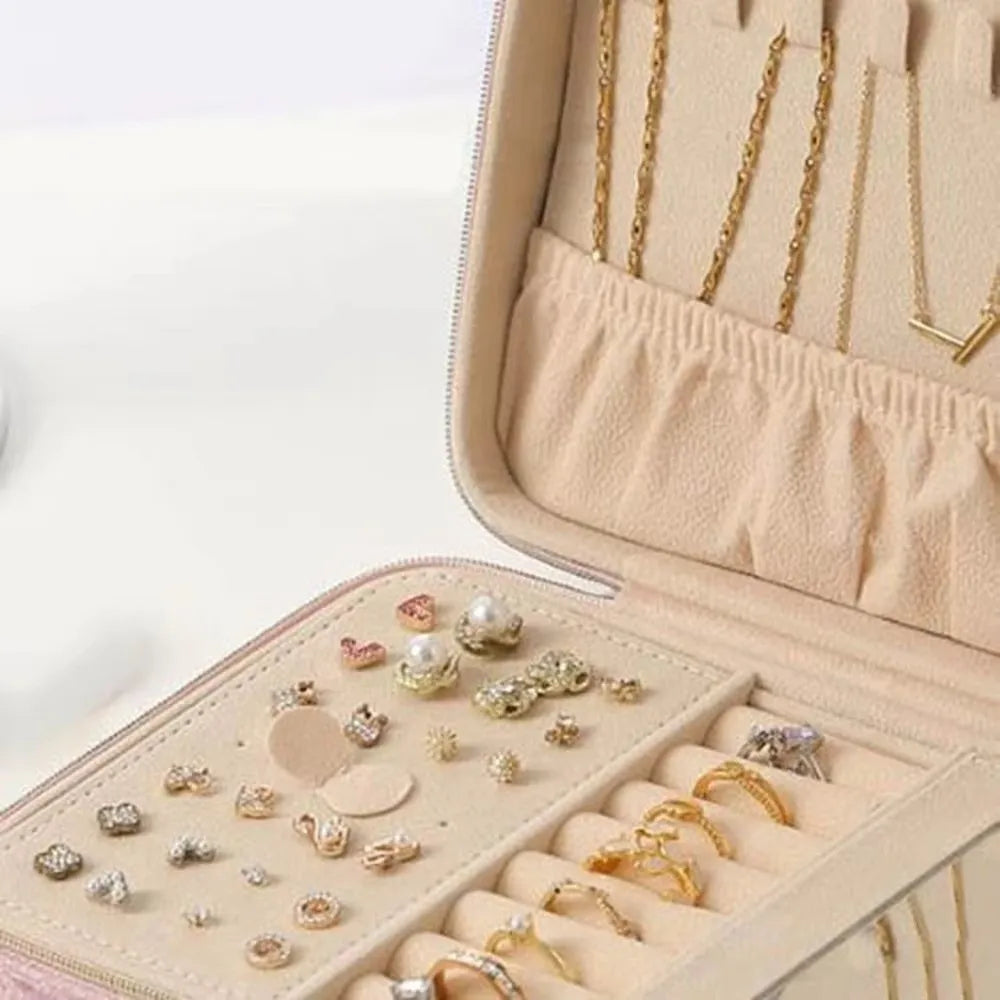 Velvet Jewelry Box with Zipper & Removable Dividers Velvet Jewelry Box Nixie