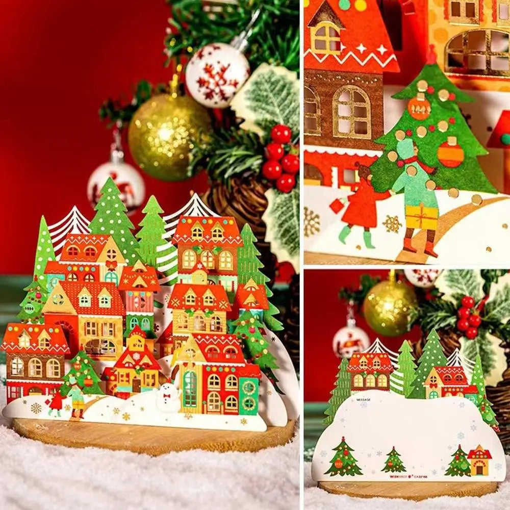 3D Pop-Up Christmas Greeting Card with Envelope – Gold Craft 3D Greeting Card Nixie