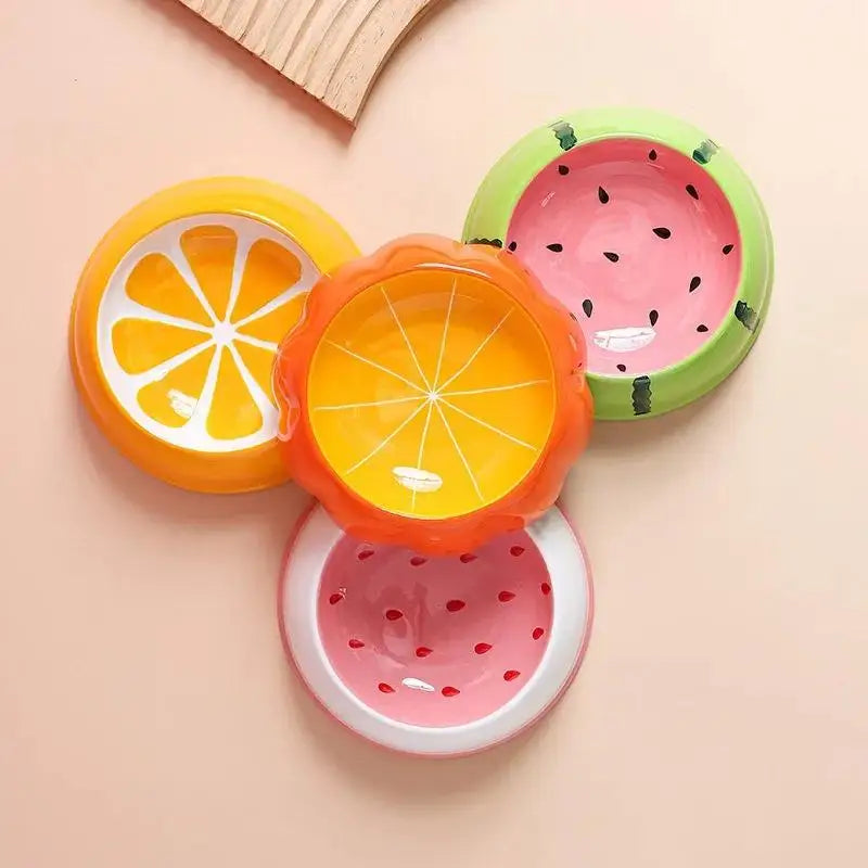 Cute Fruit Shape Ceramic Cat & Small Dog Bowl – 4 Designs Ceramic Pet Bowl Nixie