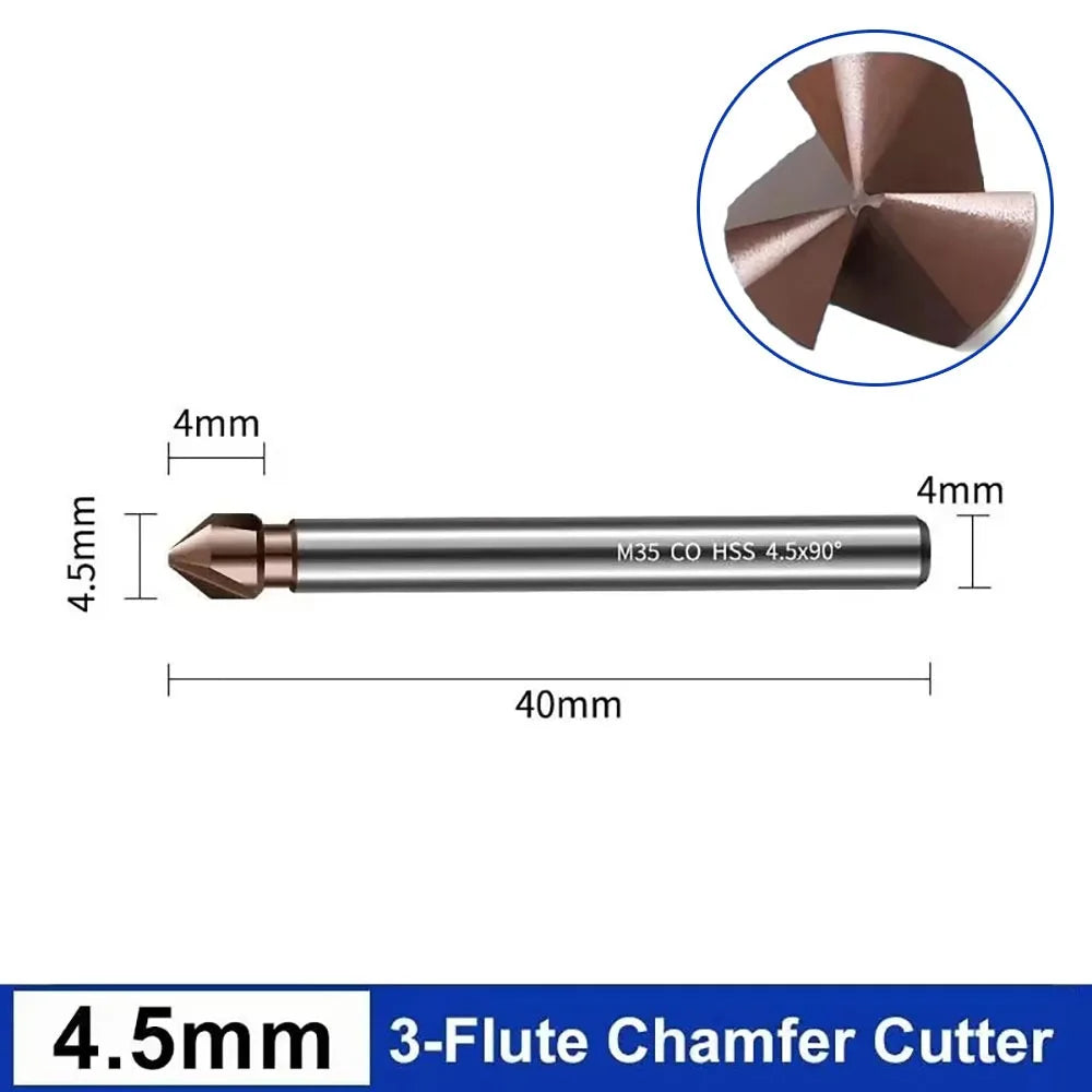 M35 Cobalt Countersink Drill Bit 3-Flute 90° 6.3–40mm Countersink Drill Bit Nixie 4.5mm