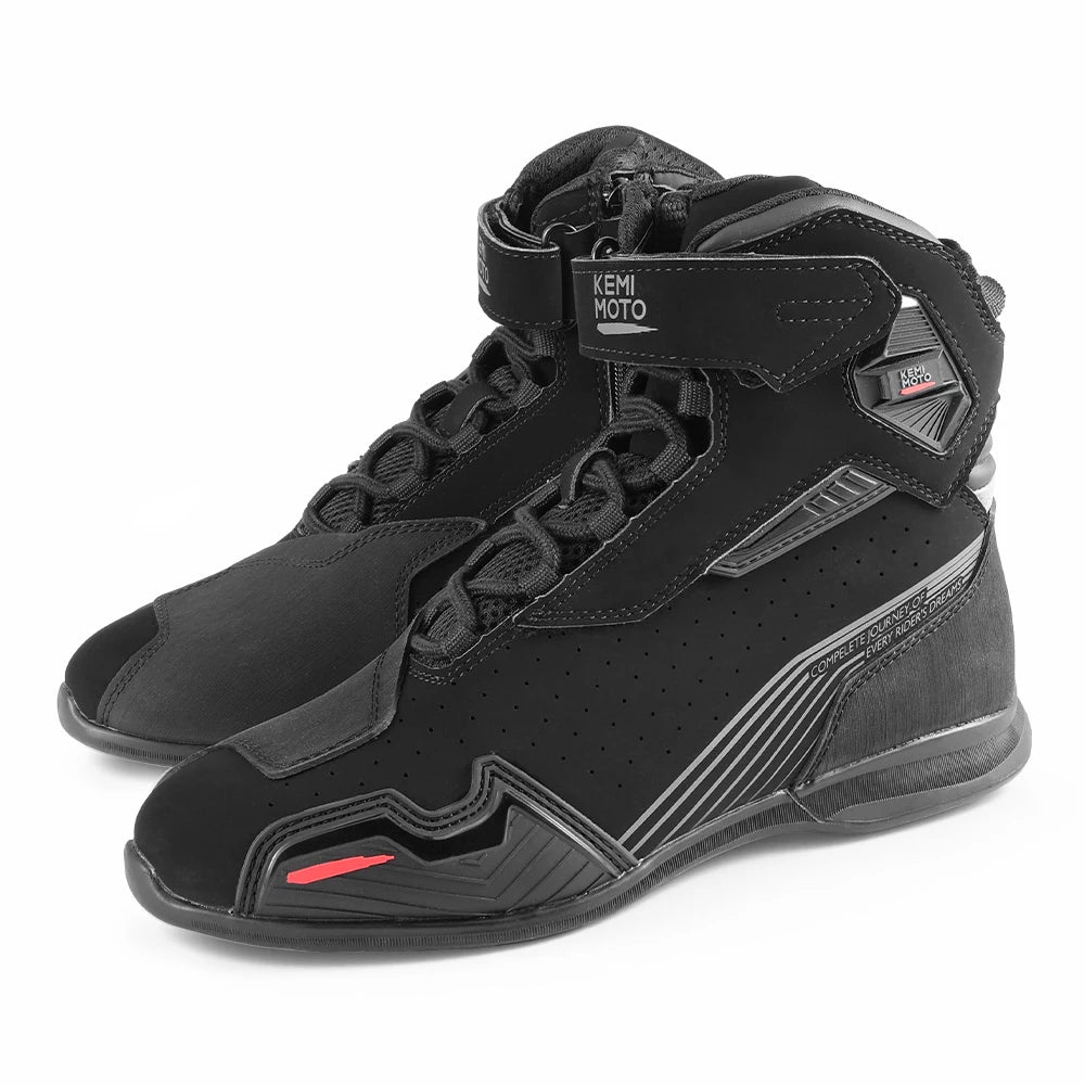 KEMIMOTO Men's Motorcycle Ankle Boots – CE Certified, Suede Motorcycle Ankle Boots Nixie Black 41