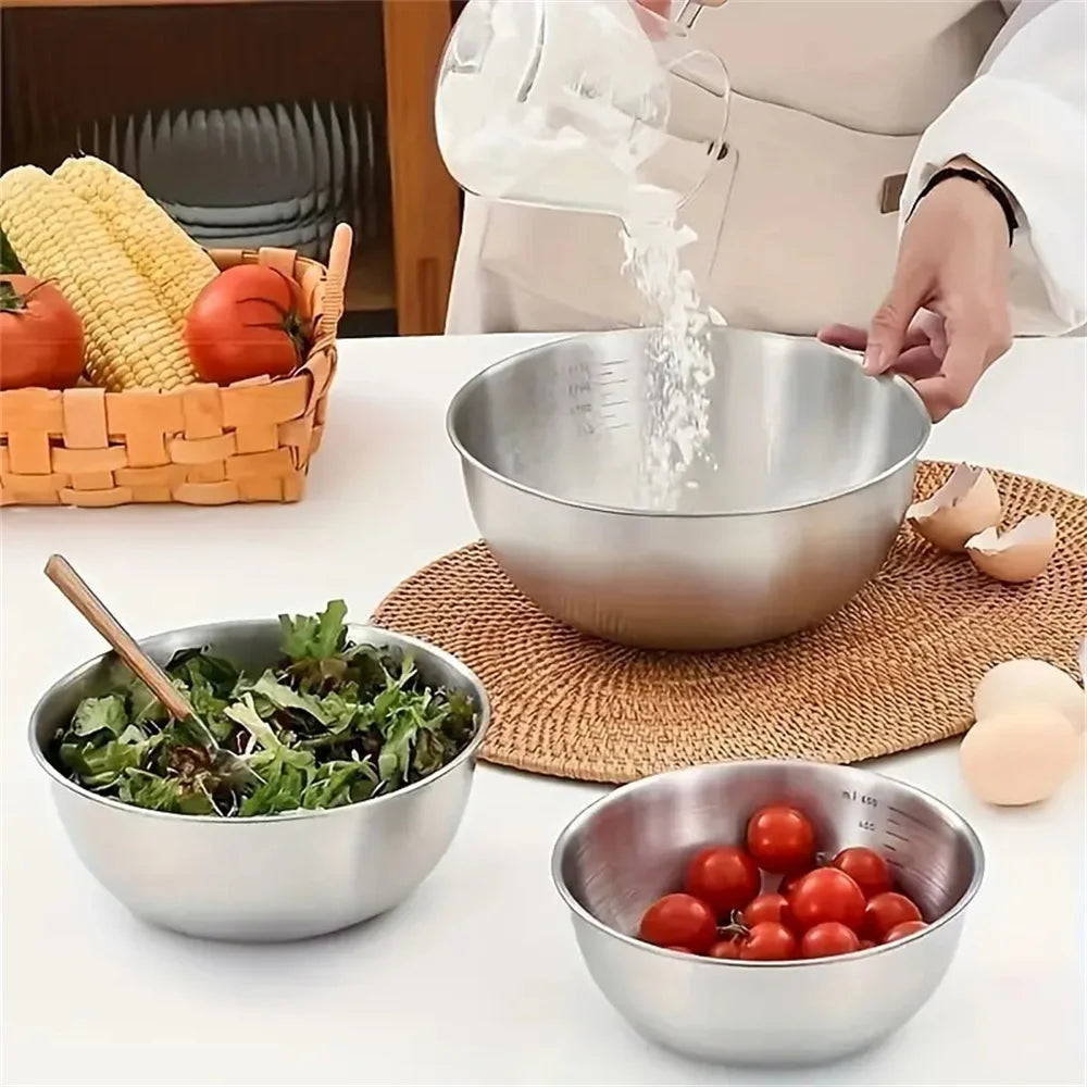 Stainless Steel Mixing Bowl Set with Scale – 1-3 Pcs Mixing Bowl Set Nixie