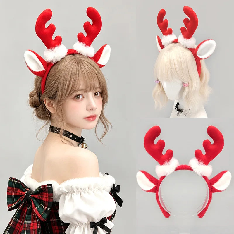 Plush Reindeer Antlers Headband – Cosplay Lolita Deer Ears Costume Headband Nixie