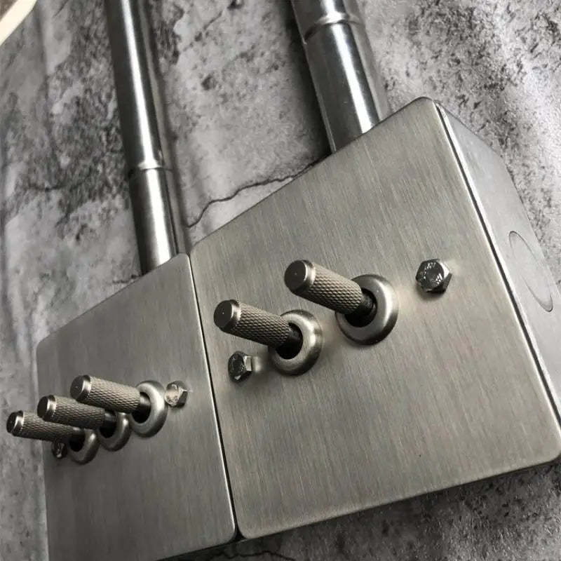 Industrial Knurled Toggle Wall Switch 1-4 Gang Stainless Steel Retro Toggle Wall Switch Nixie