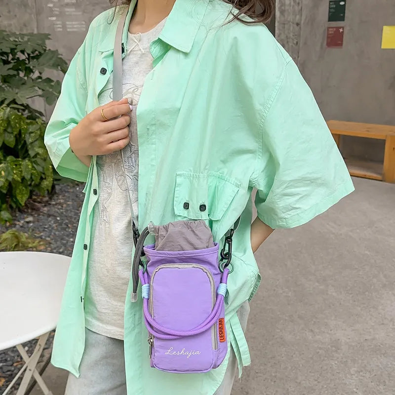 Nixie Korean Drawstring Crossbody Water Bottle Bag – Nylon Crossbody Bag Nixie