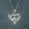 Heart Pendant Necklace Simulated Opal Glass Charm | Women Pendant Necklace Nixie Silver-White