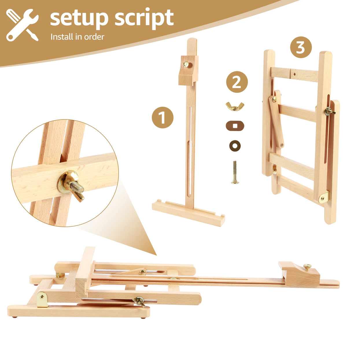 Foldable Wooden Desktop Art Easel – Adjustable Tabletop Stand