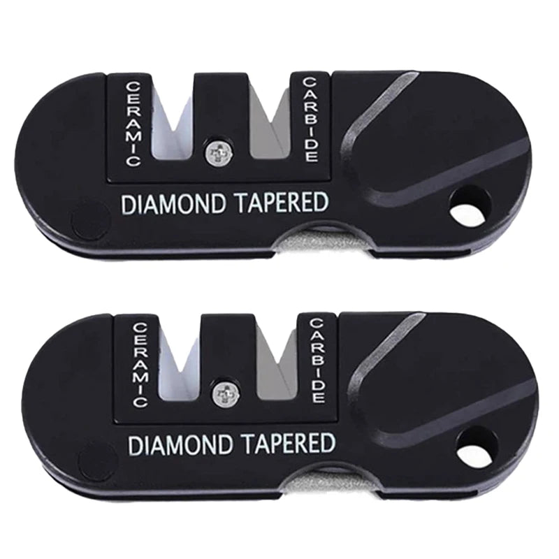 4-in-1 Pocket Knife Sharpener – Ceramic, Carbide & Diamond Knife Sharpener Nixie 2pcs black M