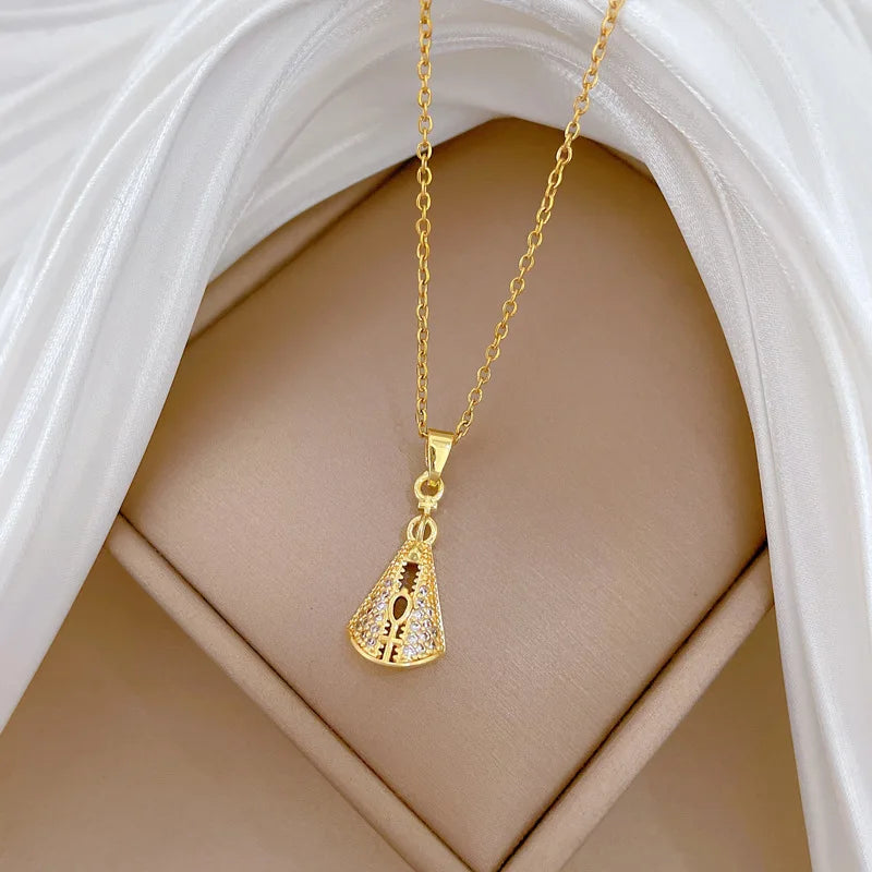 Geometric Pendant Necklace Gold Stainless Steel Clavicle Chain Pendant Necklace Nixie
