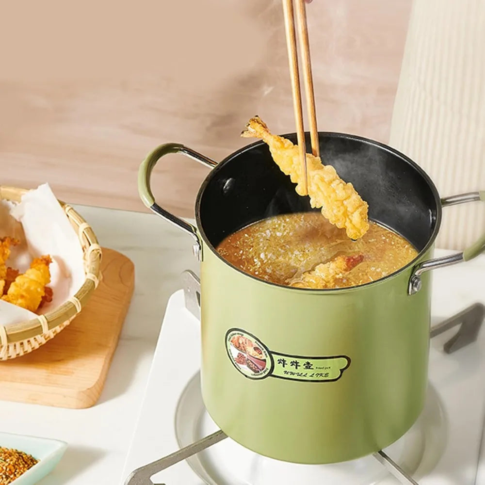 3L Fryer Pot with Basket & Oil Strainer | Mini Pasta Pot Fryer Pot with Basket Nixie