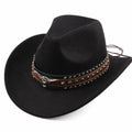 Felt Western Cowboy Hat Wide Brim Studded Ethnic Style Unisex