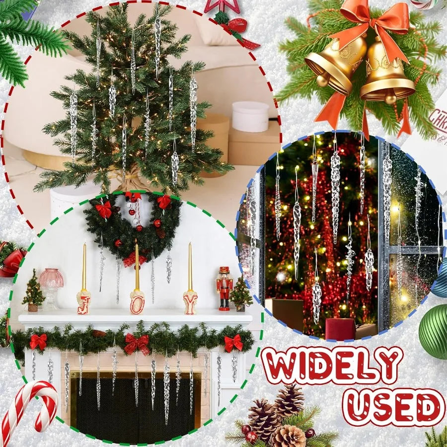 20pcs Clear Acrylic Icicle Ornaments – Christmas Tree Decorations Christmas Ornaments Nixie