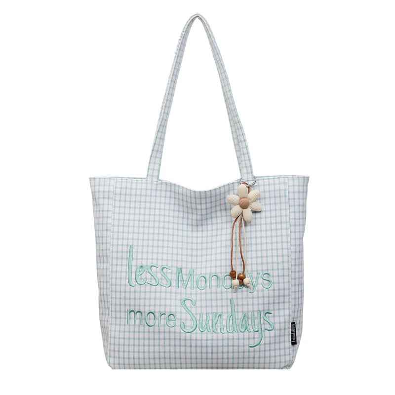 Korean Canvas Shoulder Bag – Large Capacity Letter Print