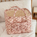 Large Quilted Floral Storage Basket with Handles – Foldable Quilted Storage Basket Nixie A12