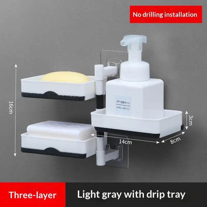 Multi-Layer Rotating Bathroom Wall Shelf – No-Drill Storage Rack Bathroom Storage Rack Nixie 3 layer storage box