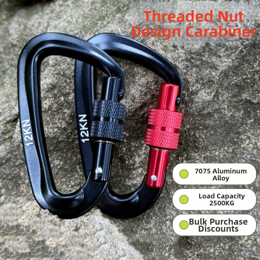 12KN Aluminum D-Shape Safety Carabiner Climbing Lock – 7 Colors Safety Carabiner Nixie