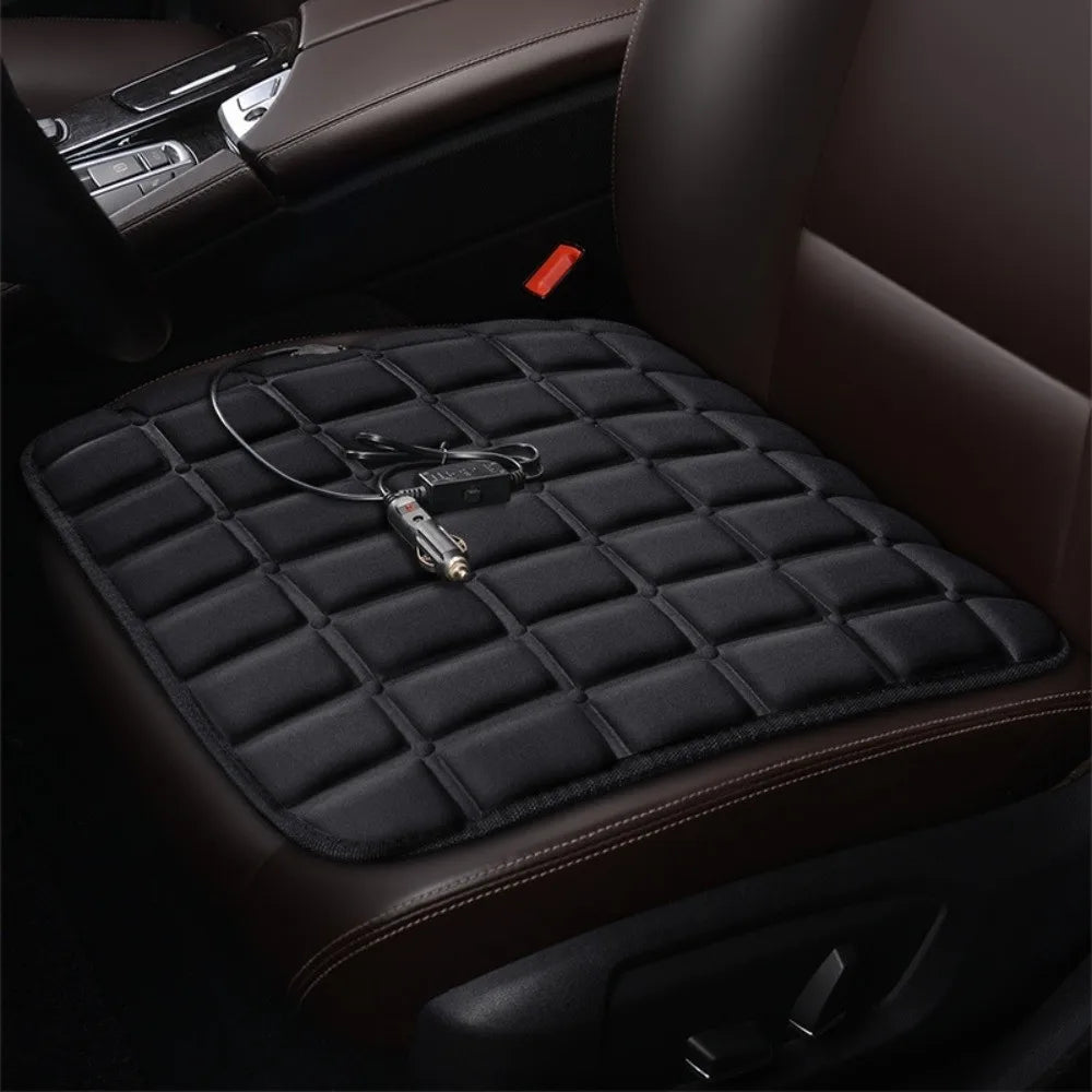 12V Car Heated Seat Cushion with Back Support – Universal Fit Heated Car Seat Cushion Nixie Square Cushion 12V