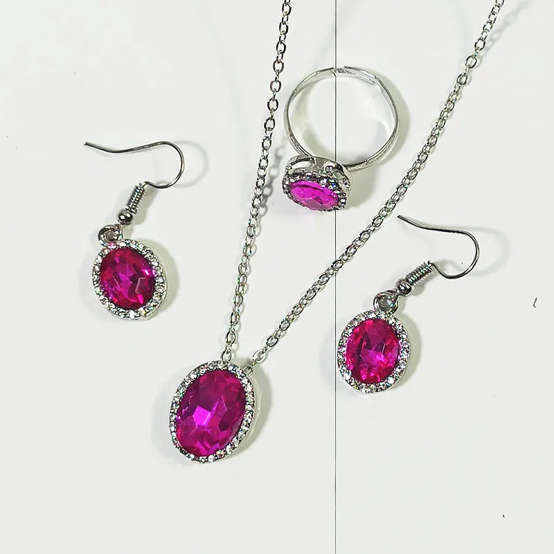 Crystal Oval Jewelry Set – Necklace, Earrings & Ring for Women Jewelry Set Nixie