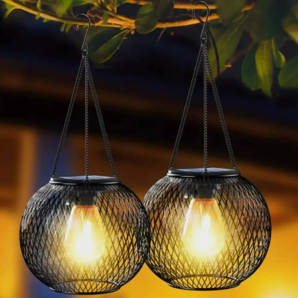 Solar Hanging Lantern Metal Mesh Outdoor Garden Patio Décor Solar Outdoor Lantern Nixie