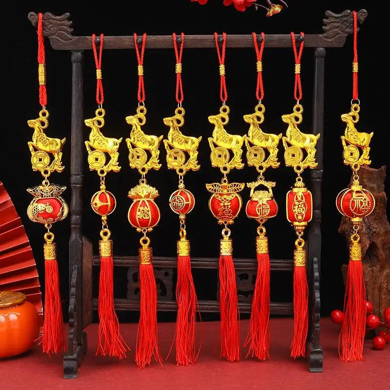 2027 Chinese New Year Goat Hanging Ornament Red Tassel Decor Festive Hanging Ornament Nixie