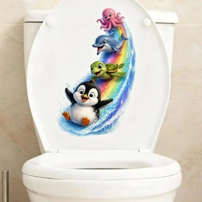 Ocean Toilet Lid Sticker – Waterproof Removable Bathroom Decal Bathroom Decal Sticker Nixie