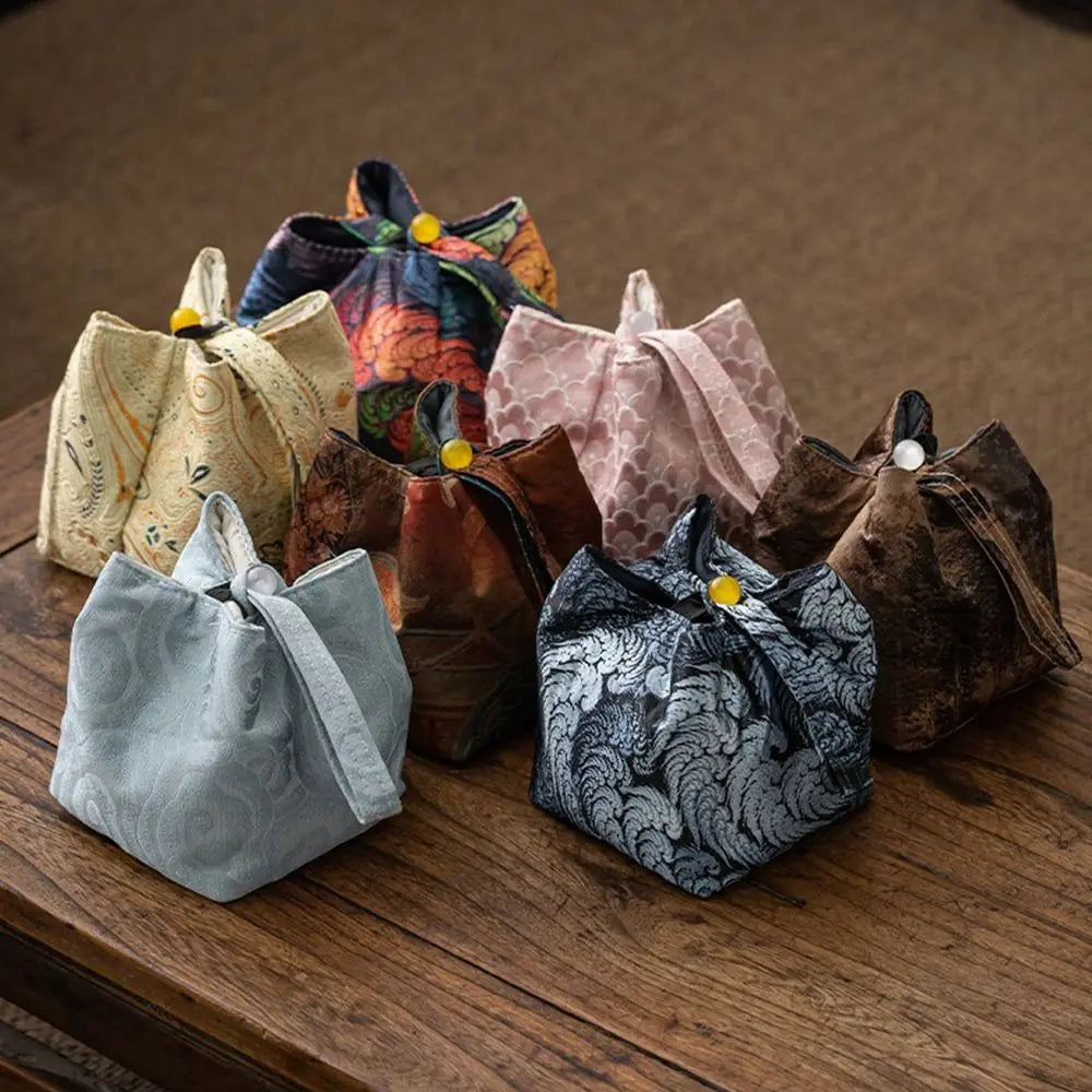 Brocade Tea Set Storage Bag – Chinese Embroidered Teapot Pouch Tea Storage Bag Nixie