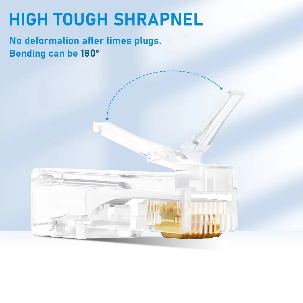 RJ45 Pass-Through Connectors Cat6/Cat5e 8P8C Crimp Plugs 50/100pk Network Crimp Connectors Nixie